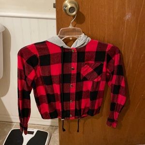 plaid cropped hoodie